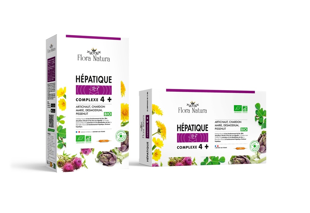 Flora Natura® Complexe 4+ HÉPATIQUE - (Foie Artichaut-Desmodium) Bio