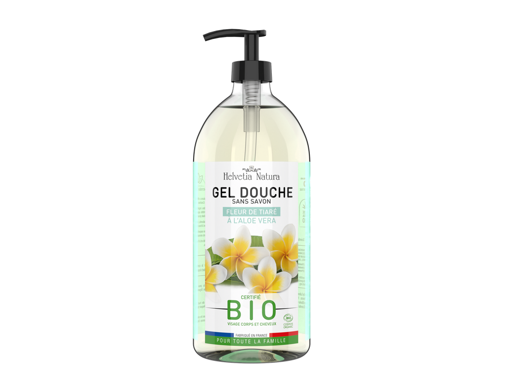 Helvetia Natura® Gel Douche Aloe vera Fleur de Tiaré 1L - COSMOS ORGANIC