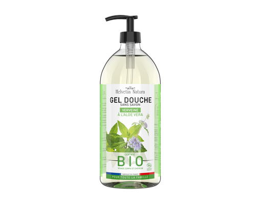 [678] Helvetia Natura® Gel Douche Aloe vera Verveine menthe 1L - COSMOS ORGANIC